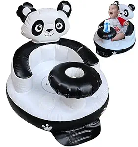 Inflatable Baby Seat with Tray for Babies 3 Months & Up | Baby Floor Seat for Sitting Up | Baby Seat for Infants | Blow Up Baby Chair with Built-in Air Pump (Panda) - Image 2