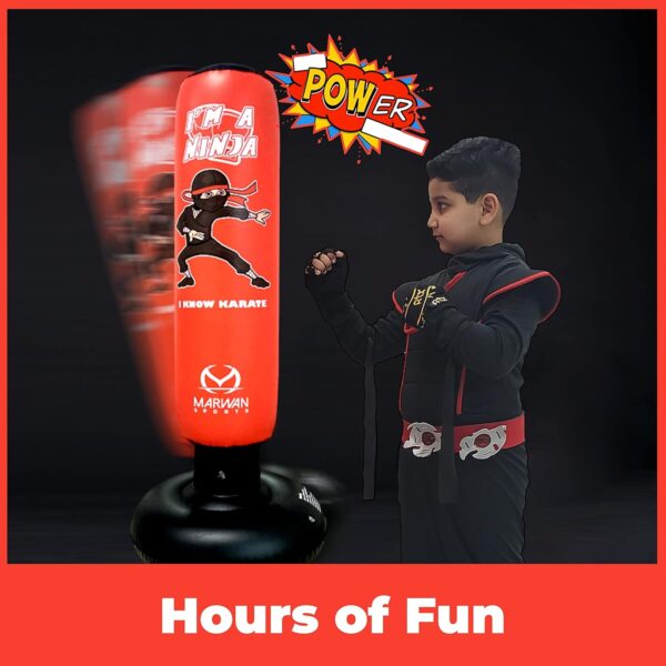 Marwan Sports 5-in-1 Inflatable Punching Bag for Kids – 63" Karate Toy Set with Gloves & Pump | Fast Rebound, Durable Fitness Toy for Hours of Fun & Active Play