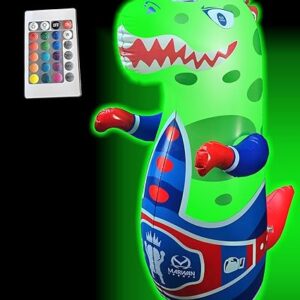 Marwan Sports Punch-Activated LED & Roaring Dinosaur Punching Bag for Kids – Bounce-Back Toy for Safe, Active Play | Durable Fun Gift for Toddlers Ages 2–8 (3 AAA Batteries Not Included)