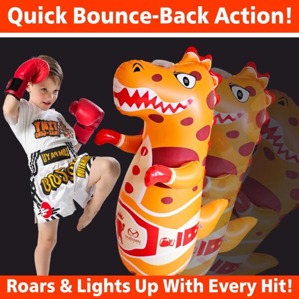 Marwan Sports Roaring & Light-Up Dino Punching Bag for Kids – Ultimate Holiday Surprise Toy | New Launch in Orange & Classic Green - Image 2