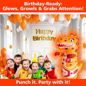 Marwan Sports Roaring & Light-Up Dino Punching Bag – Best Happy Birthday Gift for Kids | Fun, Active, Safe Play Toy for Ages 2–8