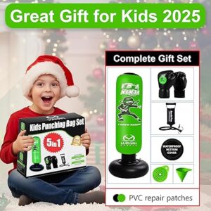 Marwan Sports Green Ninja Punching Bag for Kids – 63" Inflatable Karate Toy | Great 2025 Gift for Christmas, Holidays & Halloween Fun